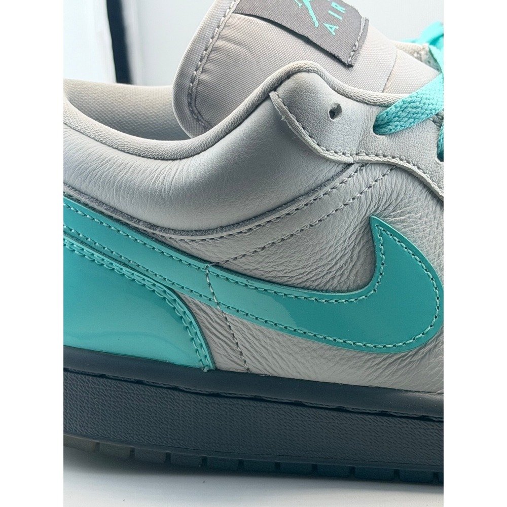 Jordan 1 Low Wolf Grey Tropical Teal Patent Leather Sneakers 553558-039